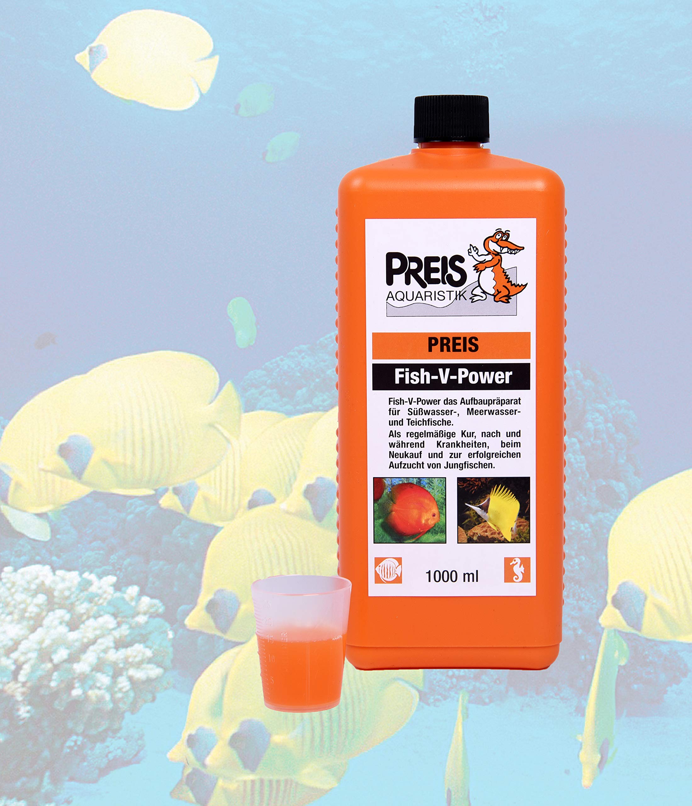 Smart-Planet by Preis Aquaristik - Integratore alimentare originale Carely + V-Power per pesci 1000 ml – 100% vegetale per acqua di mare e acquari d'acqua dolce