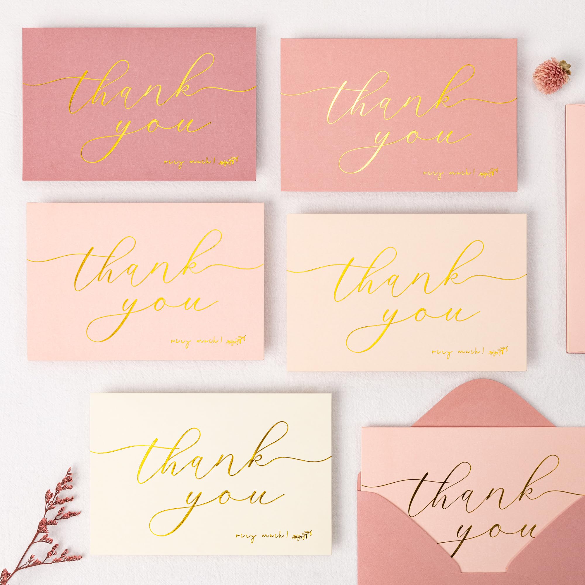 Crisky Lot de 50 cartes de remerciement avec 50 enveloppes et 50 autocollants, simples, chics et élégantes, parfaites pour : mariage, affaires, anniversaire, remise de diplôme, etc. 10,2 x 15,2 cm