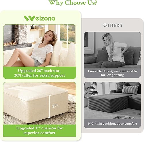 Miniatura 5 de Sofá modular seccional, cómodo sofá de nube de 103 pulgadas, sofás seccionales para sala de estar, sofá moderno en forma de L con otomana móvil,