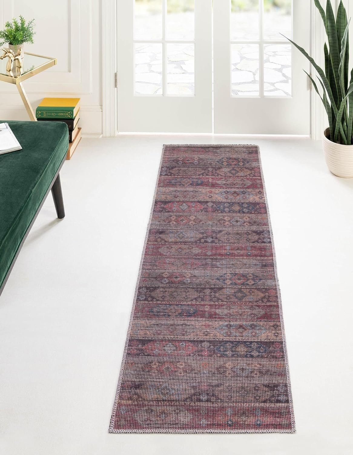 Rugs.com Sisu Collection Washable Rug – 14 Ft Runner Multi Flatweave Rug Perfect for Hallways, Entryways