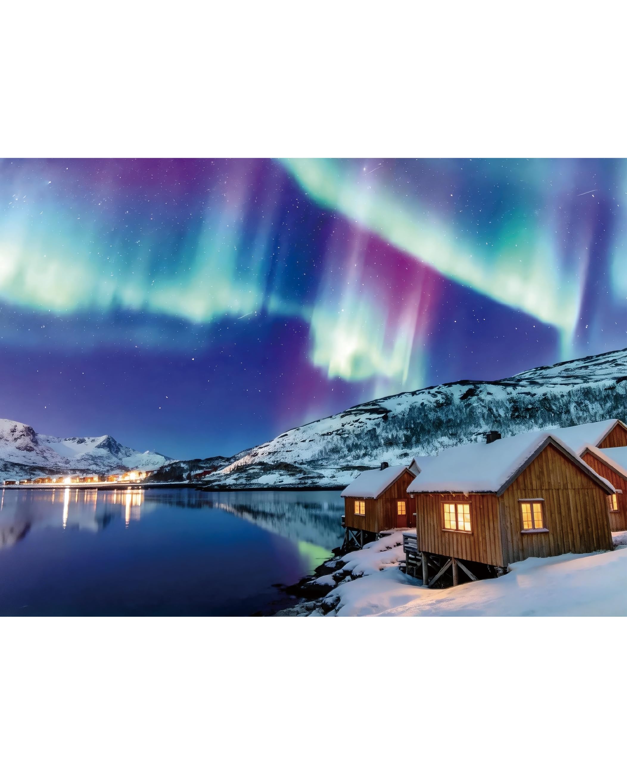 Universal Castle Metallic Foil 1000 Pieces Jigsaw Puzzle for Adults Landscape Famous Landmark Photo Challenging Puzzle (The Aurora Dream)