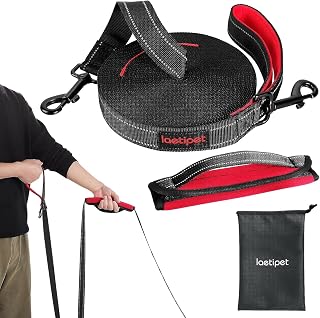 30ft Dog Leash for Training with Control Handle, Long Leash Line Heavy Duty Lead for Puppy Recall Obedience Agility Training, Free Storage Bag Included, Best for Training Play Camping