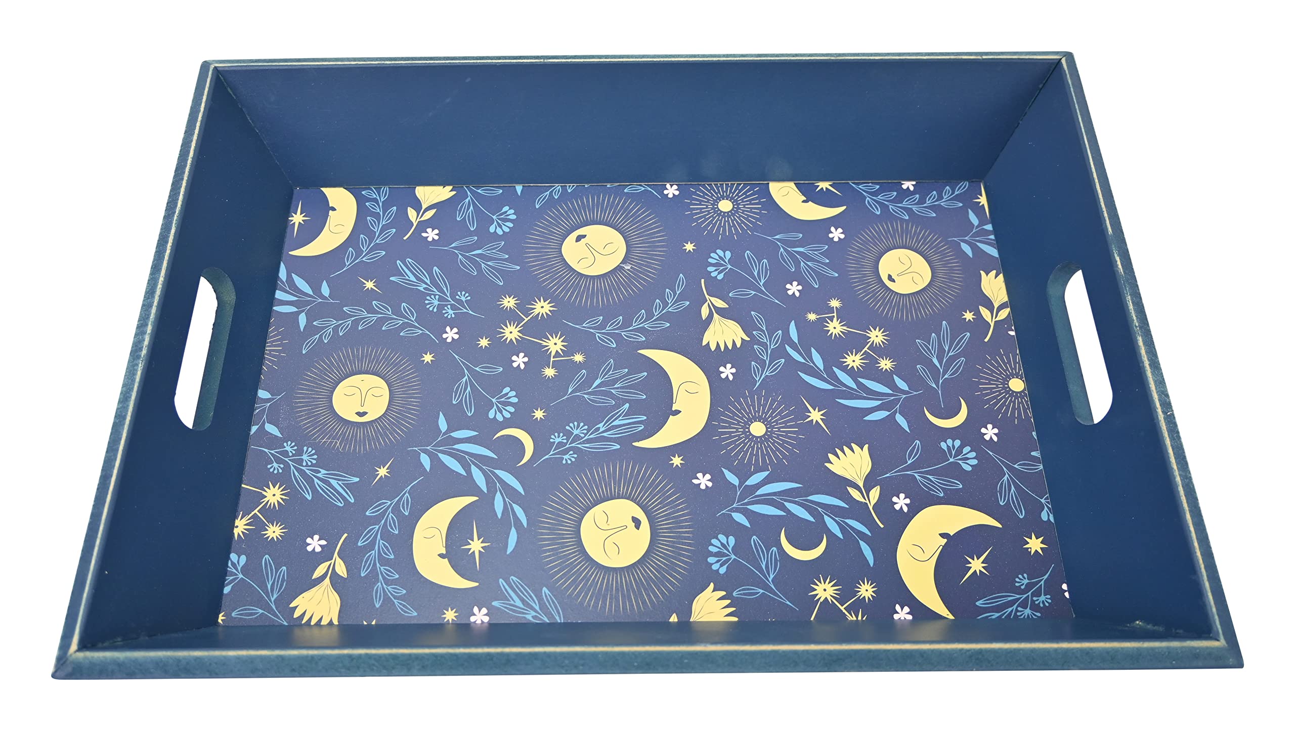 Boston Warehouse Plateau de Service Soleil et Lune céleste, 45,7 cm, Bleu