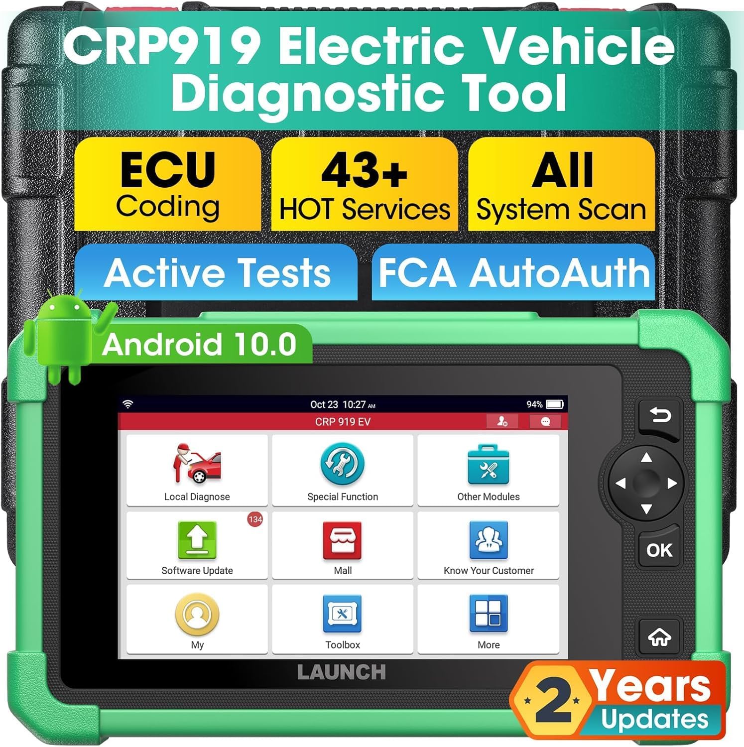 Product image of LAUNCH X431 CRP919 EV 2025 Bidirectional Scan Tool, for Electric Vehicles New Energy Cars, All-in-One Full System Diagnostic Scanner, 43+ Reset, ECU Coding, CANFD&DOIP, FCA AutoAuth, 2Yrs Free Update