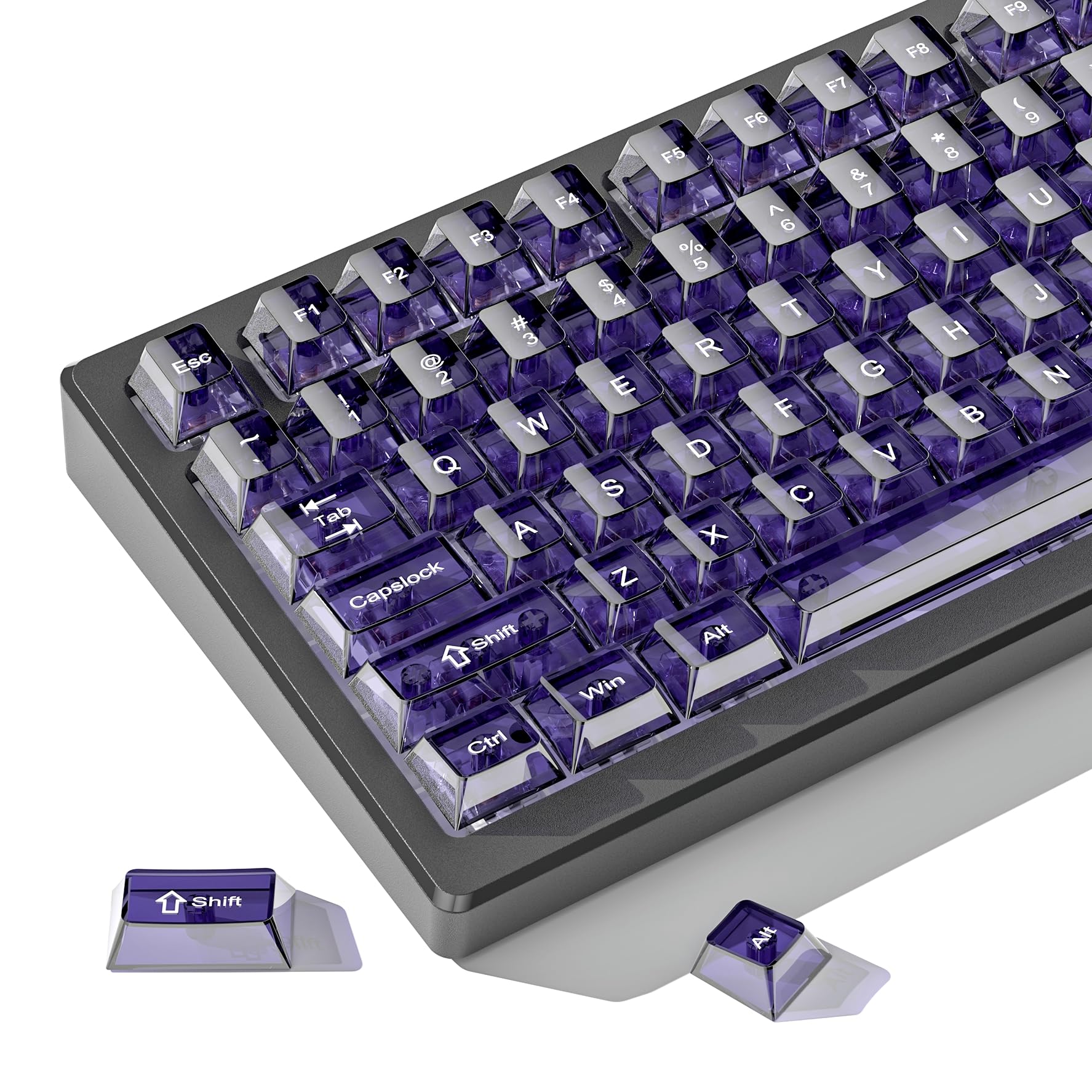 dagaladoo Purple Clear Keyboard keycaps,Transparent keycaps 60 75 100 Percent,Ceramic Jelly Key caps Set,Shine Through Key caps,Cherry Profile Key Caps for Mx Switches Mechanical Keyboard