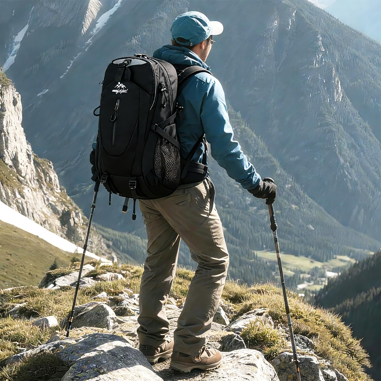 Amythe Sac à Dos École Garçons 8 à 15 ans Randonnée Grand Léger 33 L, Noir | Imperméable Voyage Ergonomique Noir Daypack Multi-Poches Spacieux Robuste pour École Loisir Toutes Saisons