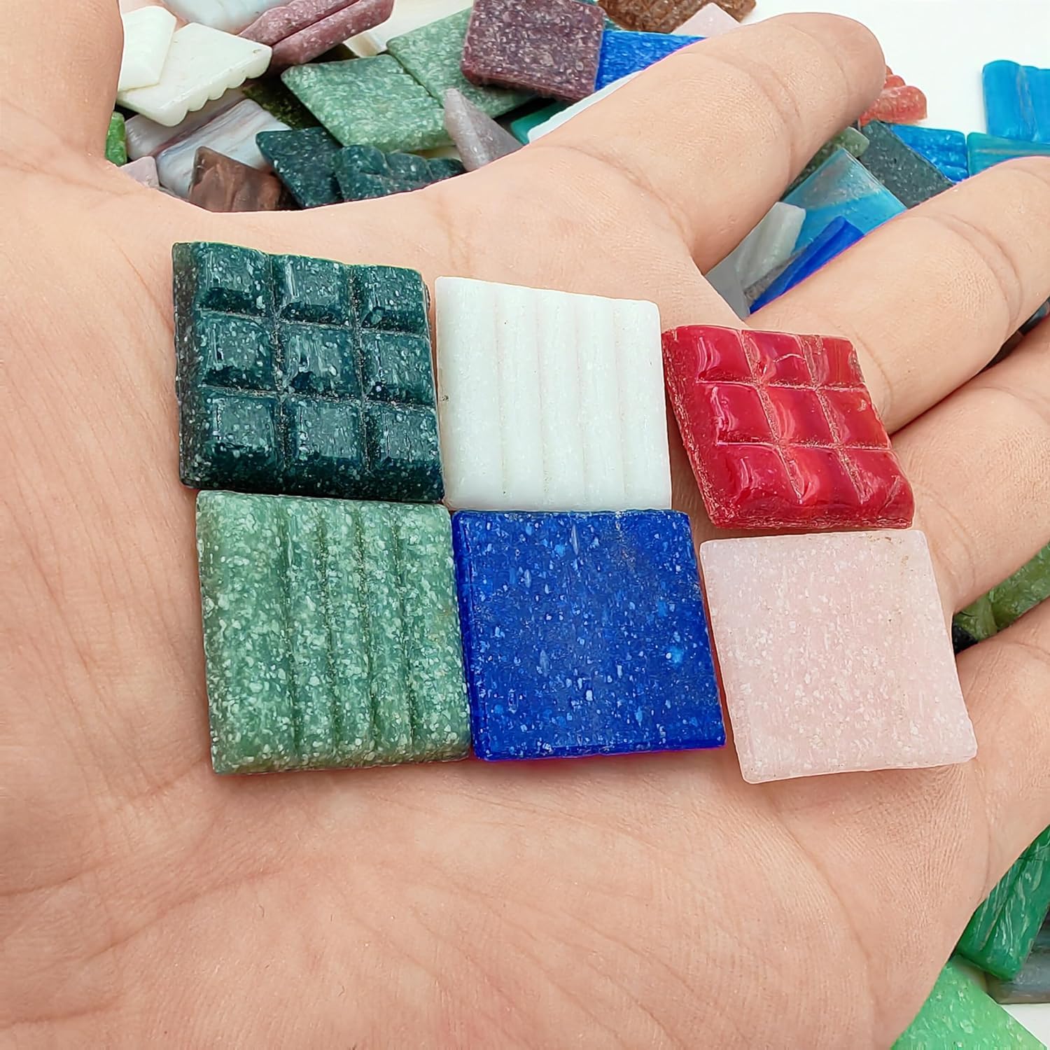 500g Quartz Mosaic Tiles, 2CM Multi Color Mosaic Pieces Stones for DIY Making Craft Hobby Arts Home Wall Decoration (Mix Color) - Image 3