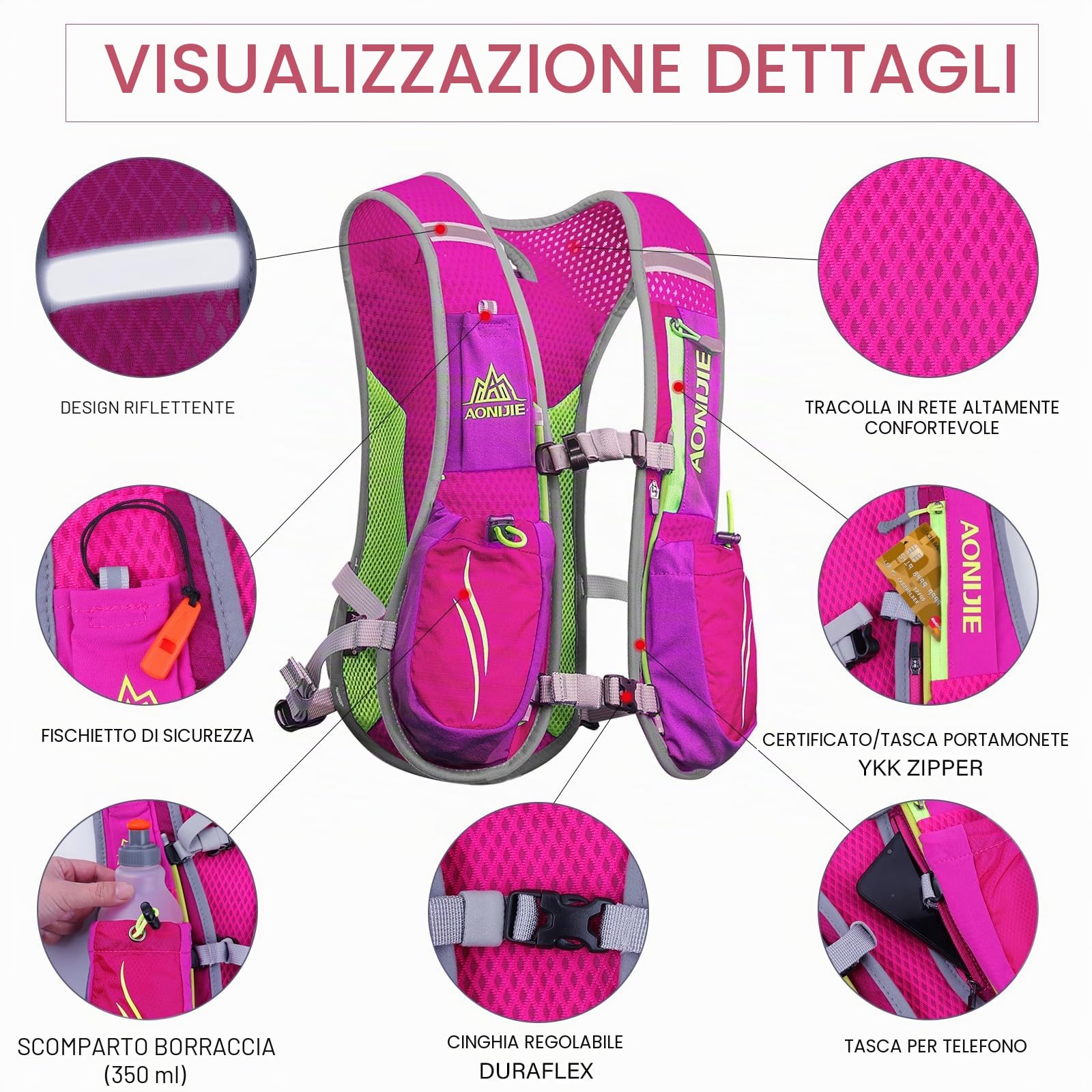 Geila Zaino da idratazione, Gilet da idratazione Sport Trail da Gara Leggera Corsa da maratoneta