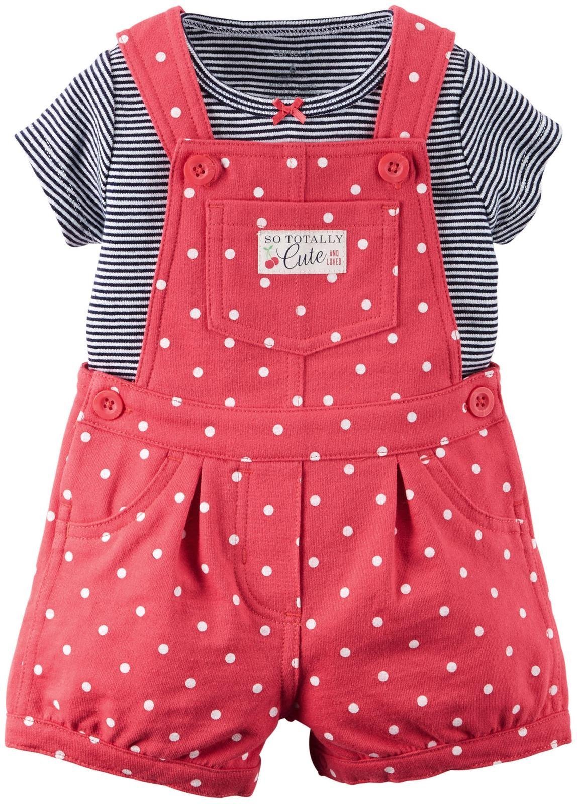 Carters spodnie ogrodniczki + t-shirt letni zestaw niemowlęcy dziewczęcy szorty strój dziewczęcy szorty