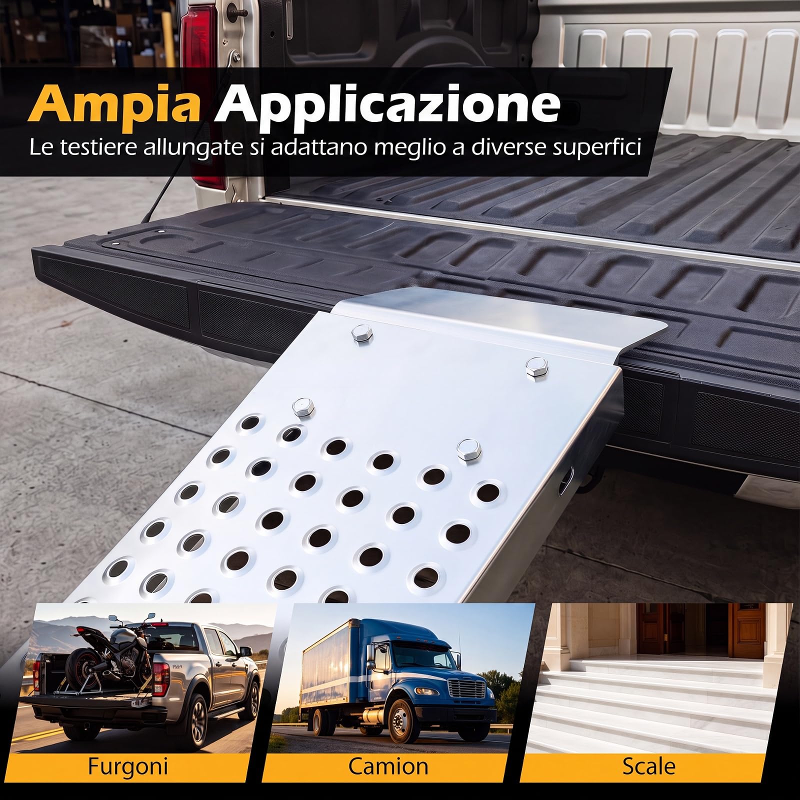 COSTWAY Rampa di Carico Pieghevole a 2 Pezzi, Portata 400 kg