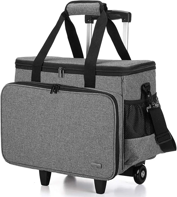 Luxja Rolling Sewing Machine Case with Removable Pad - Grey Trolley Bag
