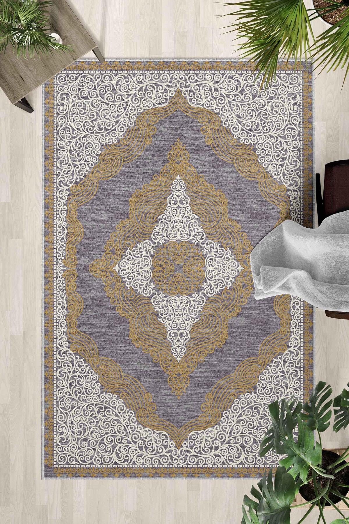 Monnhein Çok Renkli Halı 0081 - Yıkanabilir, Kaymaz Taban, Dijital Baskılı, Leke Tutmaz, İnce Hav, Modern Salon, Oturma Odası, Yatak Odası ve Mutfak için Dekoratif Halı