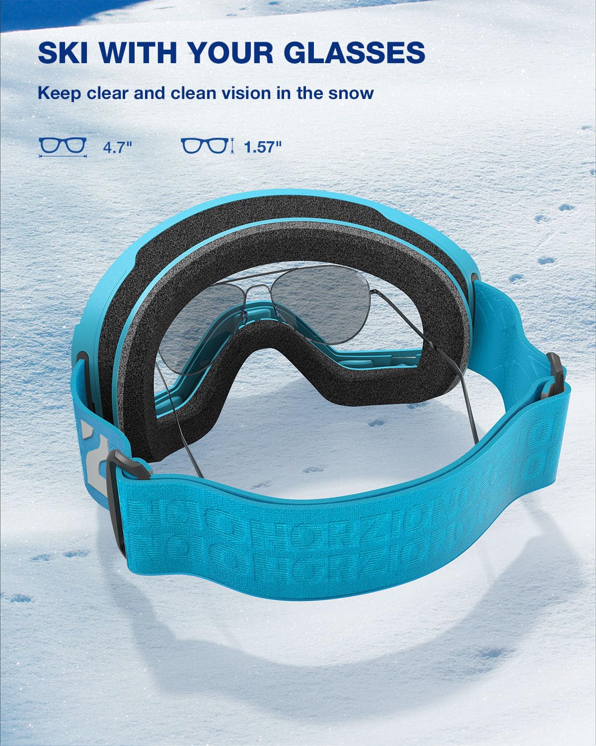 ZIONOR X11 Gogle narciarskie snowboardowe z magnetyczną wymienną soczewką cylindryczną przeciwmgielną ochrona przed promieniowaniem UV dla mężczyzn kobiet dorosłych (niebieska ramka RevoWhiteIceBlue