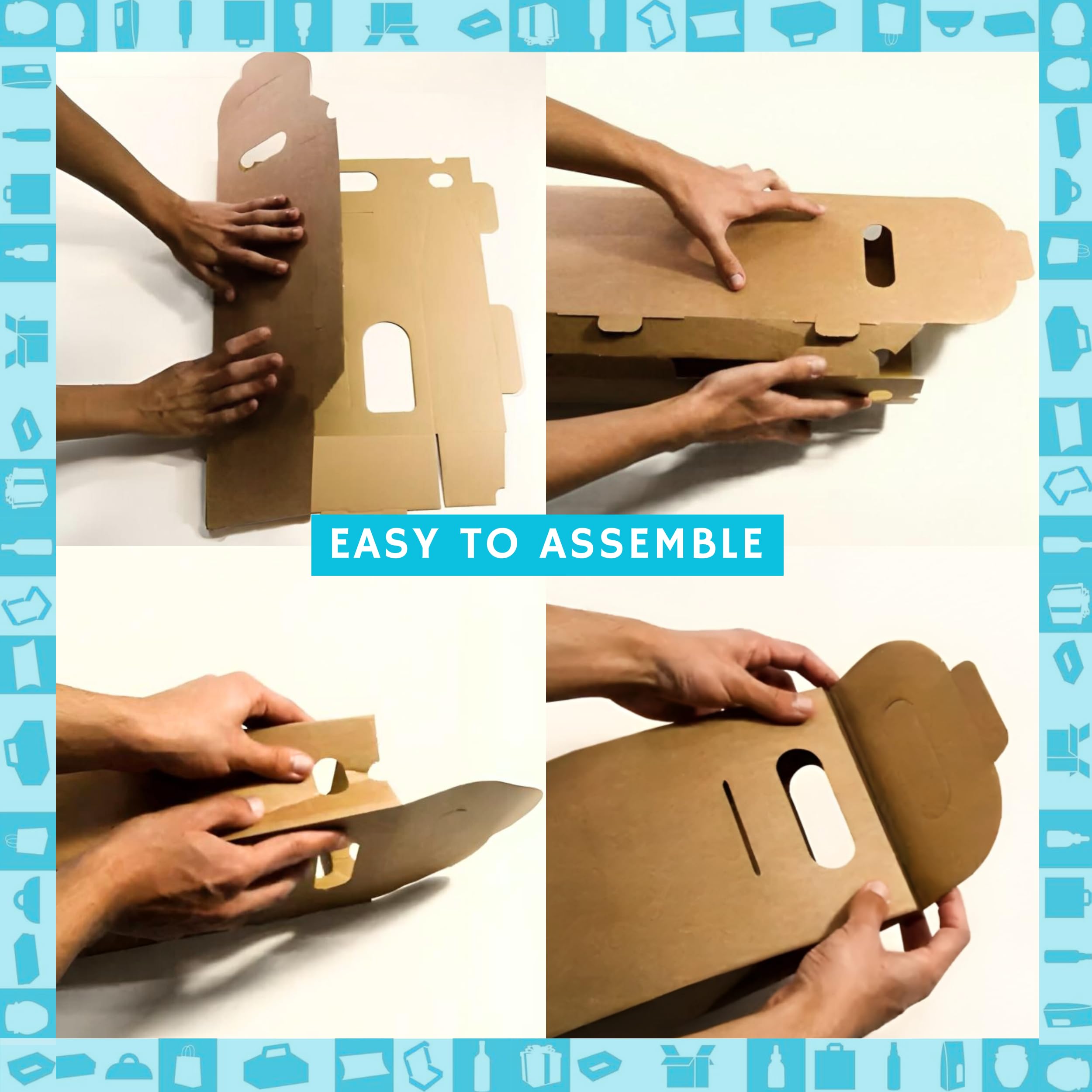 50 cajas de cartón Kraft vacías para 3 botellas de vino 27x9x40 cm | Embalaje para botellas de vino para regalos: Navidad, Pascua, cumpleaños, boda | Bodegas de vino