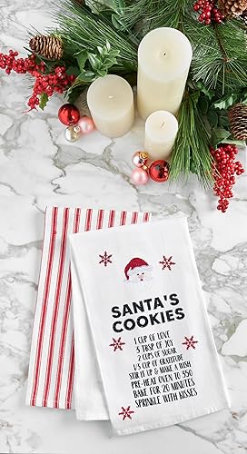 Miniatura 3 de C&F Home Receta de galletas navideñas de Papá Noel con cara de Papá Noel, saco de harina de algodón, toalla de cocina, decoración de toalla de