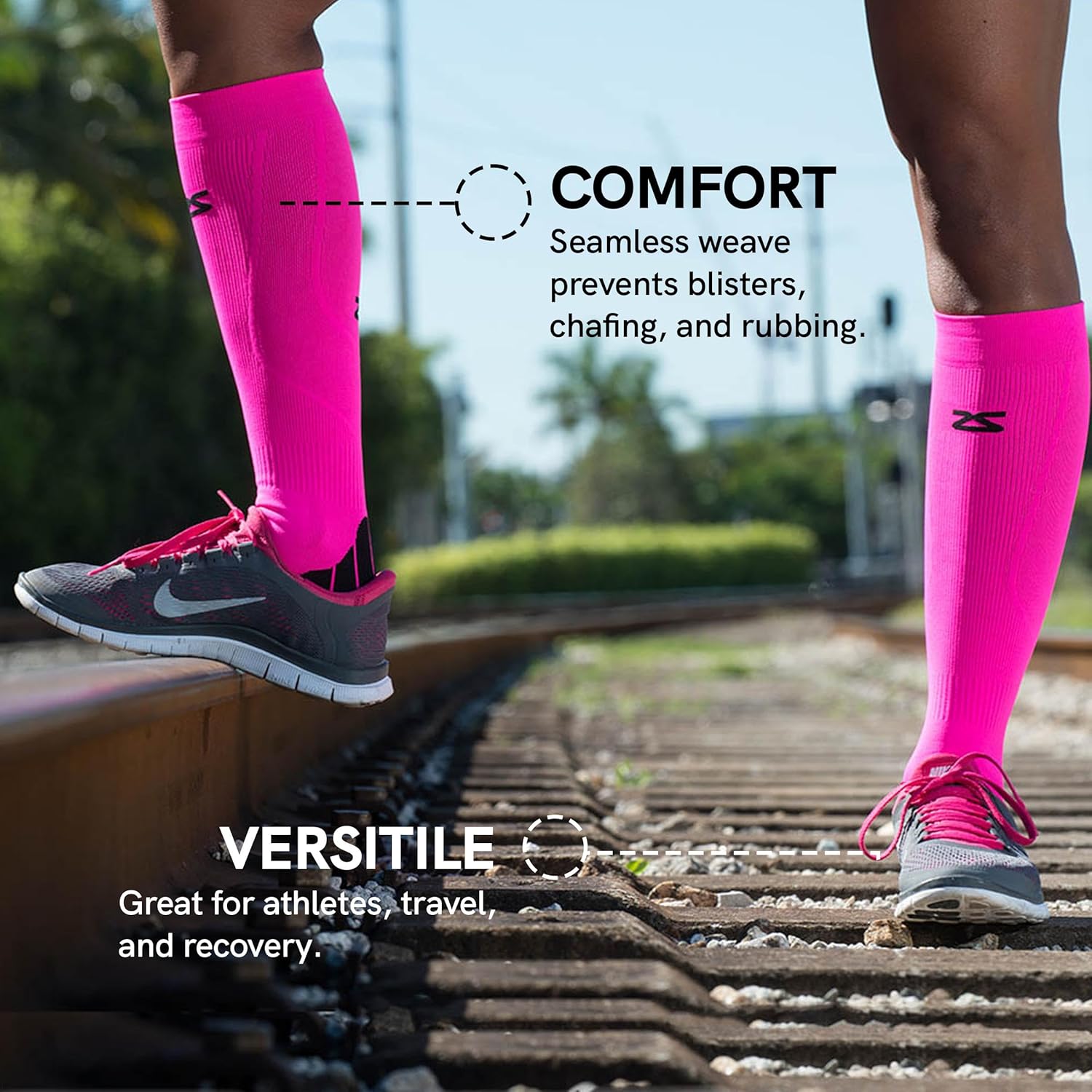 Zensah Tech+ Compression Socks - Knee High Running Socks for Sports, Travel, Made in Italy