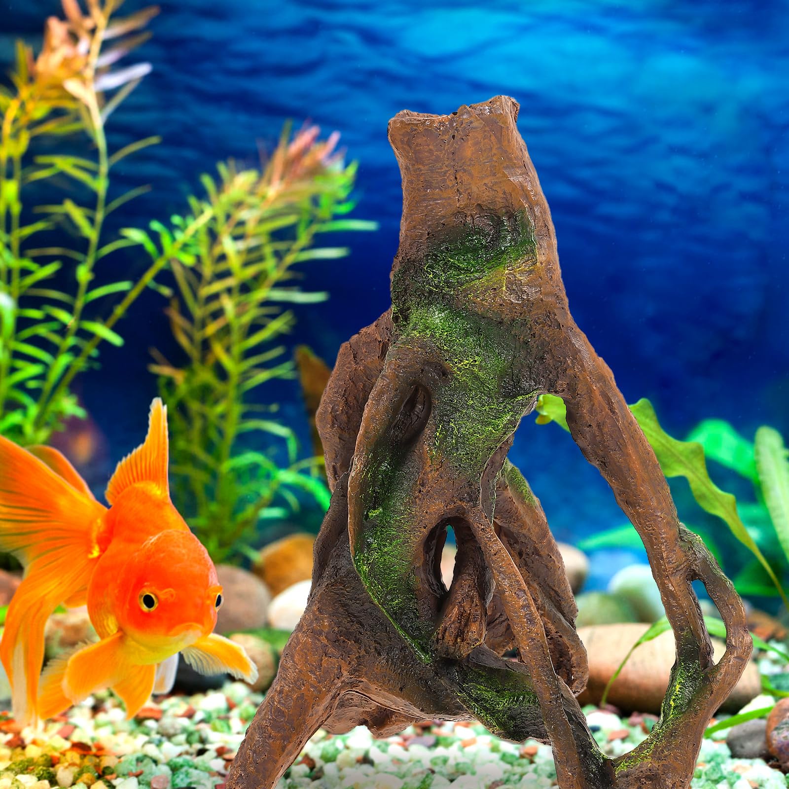 Angoily 1 pièce imitation tronc d'arbre décoratif souche reptichip aquarium fosse jeans pour chiens fausses plantes reptiles aquarium cachette grotte aquarium décoration bûche bois résine