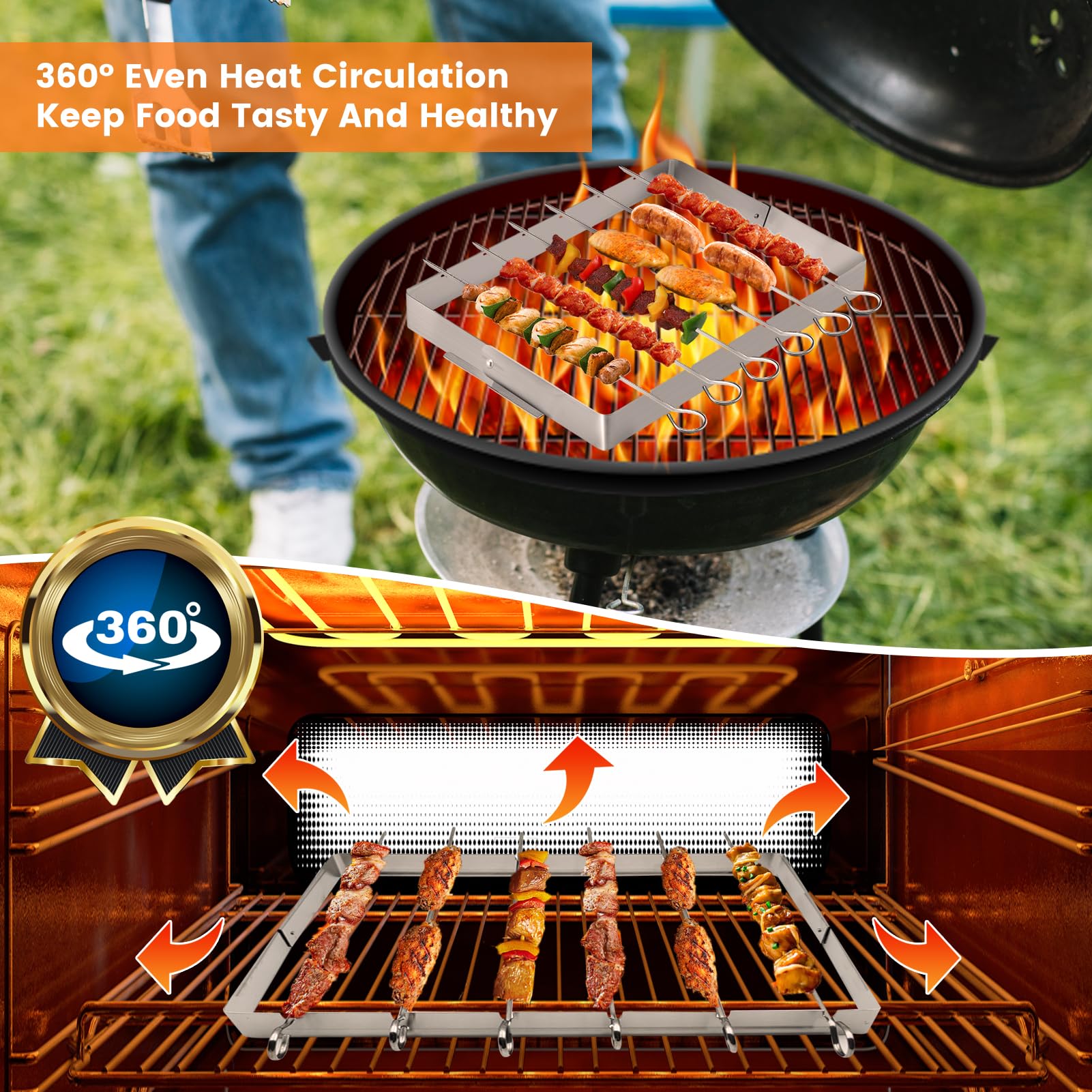 BEAUGIREW Lot De 20 Brochettes De Barbecue En Acier Inoxydable De