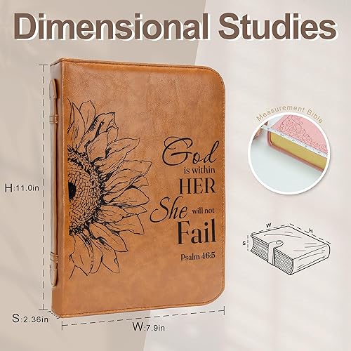Miniatura 4 de Funda para la Biblia para mujer, soporte para la Biblia, bolsa organizadora de transporte, con cremallera y bolsillos para Biblia de tamaño