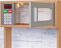 Vista 9 de Lil' Jumbl Kids Kitchen Set, Pretend Wooden Play Kitchen, Battery Operated Icemaker & Microwave with Realistic Sound, Pots & Pan Included - Natural