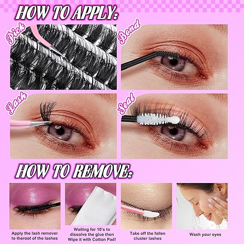 Miniatura 7 de Kit de extensión de pestañas esponjosas de 0.35 a 0.70 pulgadas, pestañas individuales de volumen 60D, kit de extensión de pestañas para