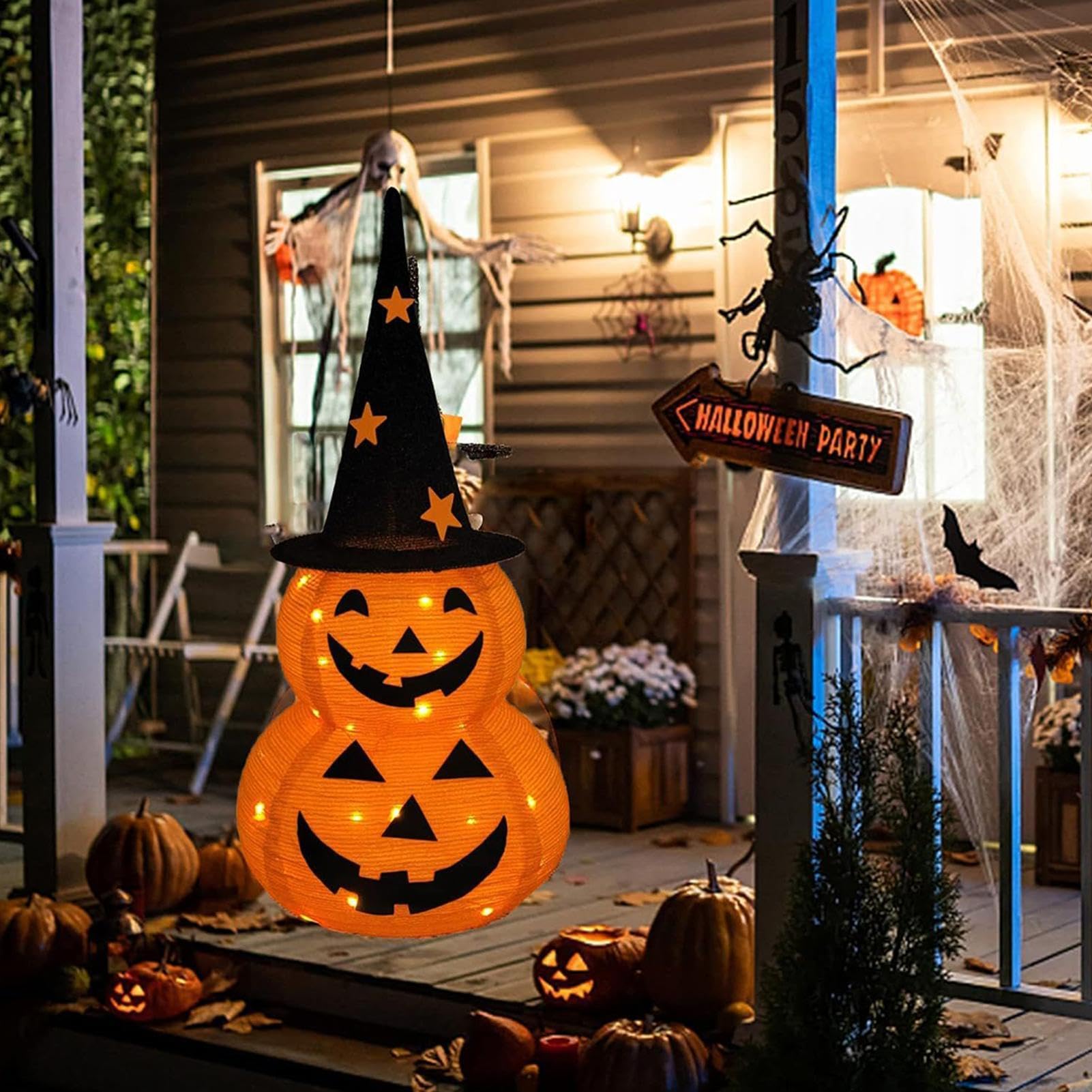 Zucche Luminose Decorazione Halloween da Giardino a Batteria