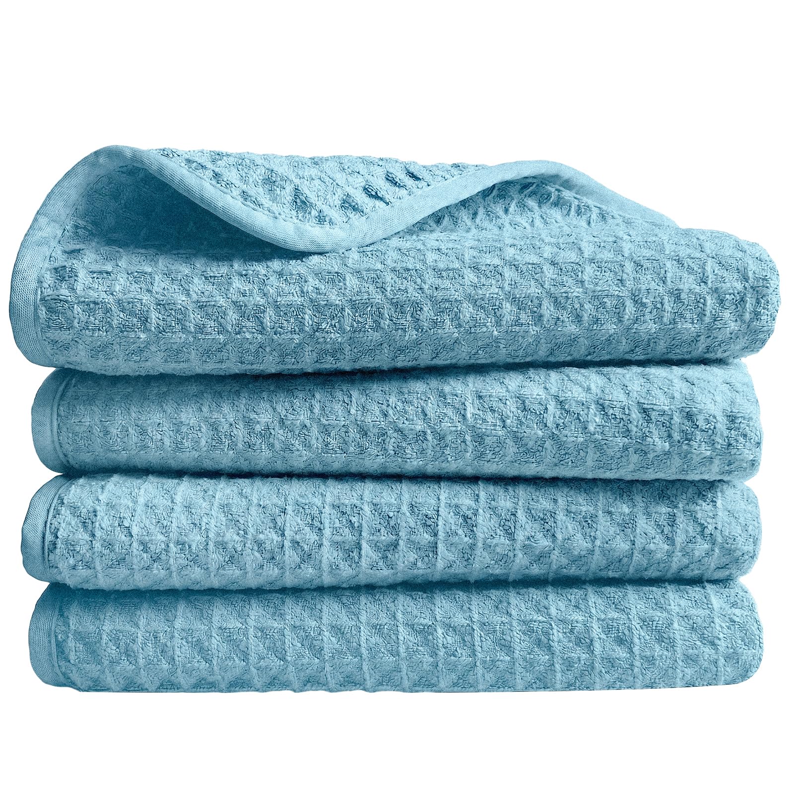 Zindoo Kitchen Towel, Blue Tea Towels Pack of 4, 70x50cm, Waffle Weave