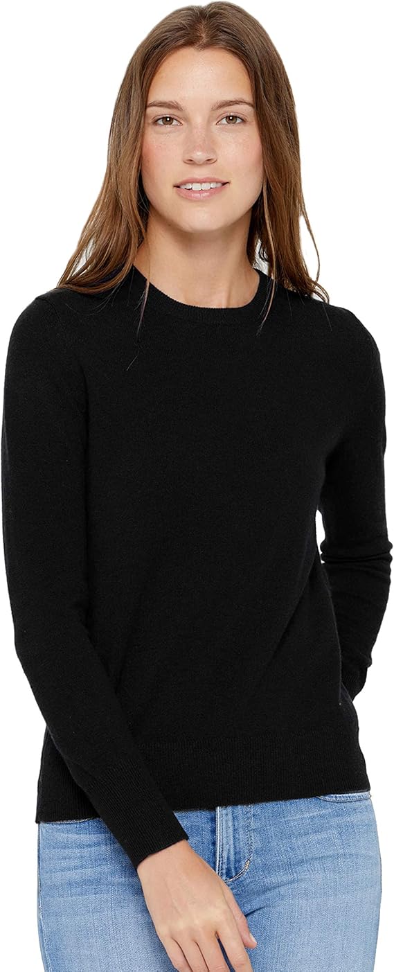 State Cashmere Women's Essential Crewneck Sweater 100% Pure Cashmere Classic Long Sleeve Pullover