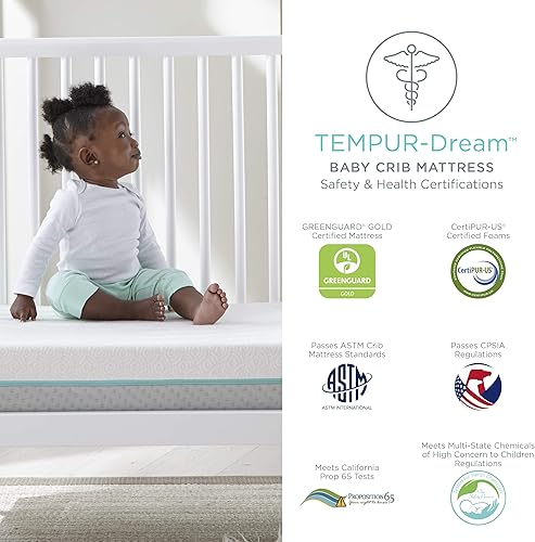 Miniatura 5 de Tempur-Pedic TEMPUR-Dream - Colchón de espuma para cuna de bebé de 2 etapas y colchón para niños pequeños, funda transpirable lavable, funda