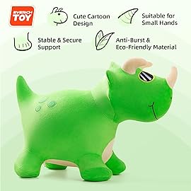 EVERICH TOY Bouncy Horse Dinosaur Toys, Inflatable Bouncing Animal Hopping Toys, Outdoor Indoor Ride on Bouncer, Boys Girls Birthday Gift for 18 Month 2 3 4 5 6 Year Old Kid- Plush Dinosaur Toy