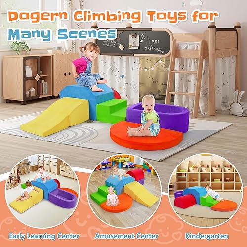Miniatura 7 de Bloques de escalada de espuma suave de 6 piezas para niños pequeños y bebés - Juego de juguetes de escalada para bebés de interior, gimnasio de