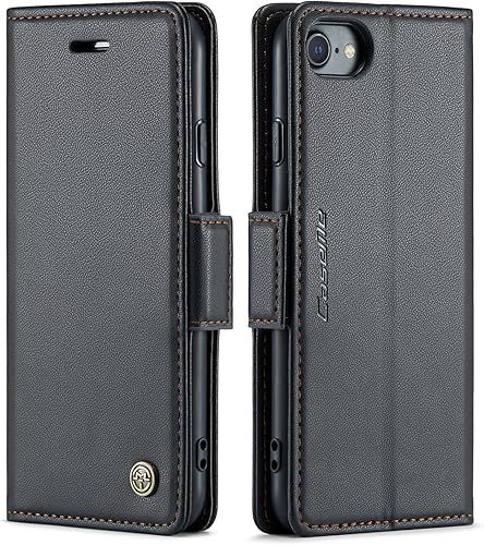 QLTYPRI Funda tipo cartera para iPhone 78SE 2020SE 2022 5G, funda magnética de piel sintética de alta calidad con bloqueo RFID, ranuras para