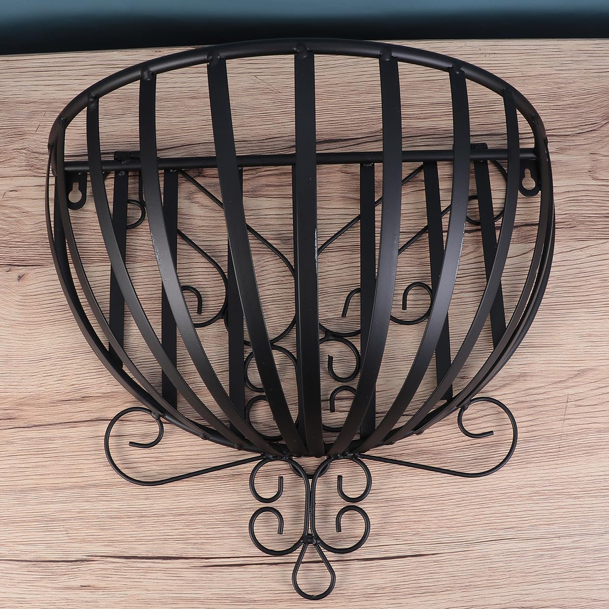 Soporte Estilo Europeo Semicircular de Pared para Macetas de Hierro Negro