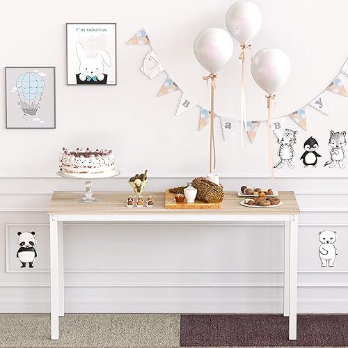 Miniatura 5 de Escritorio Teraves para computadora o mesa de comedor Marco beige + blanco,Roble negro,Blanco