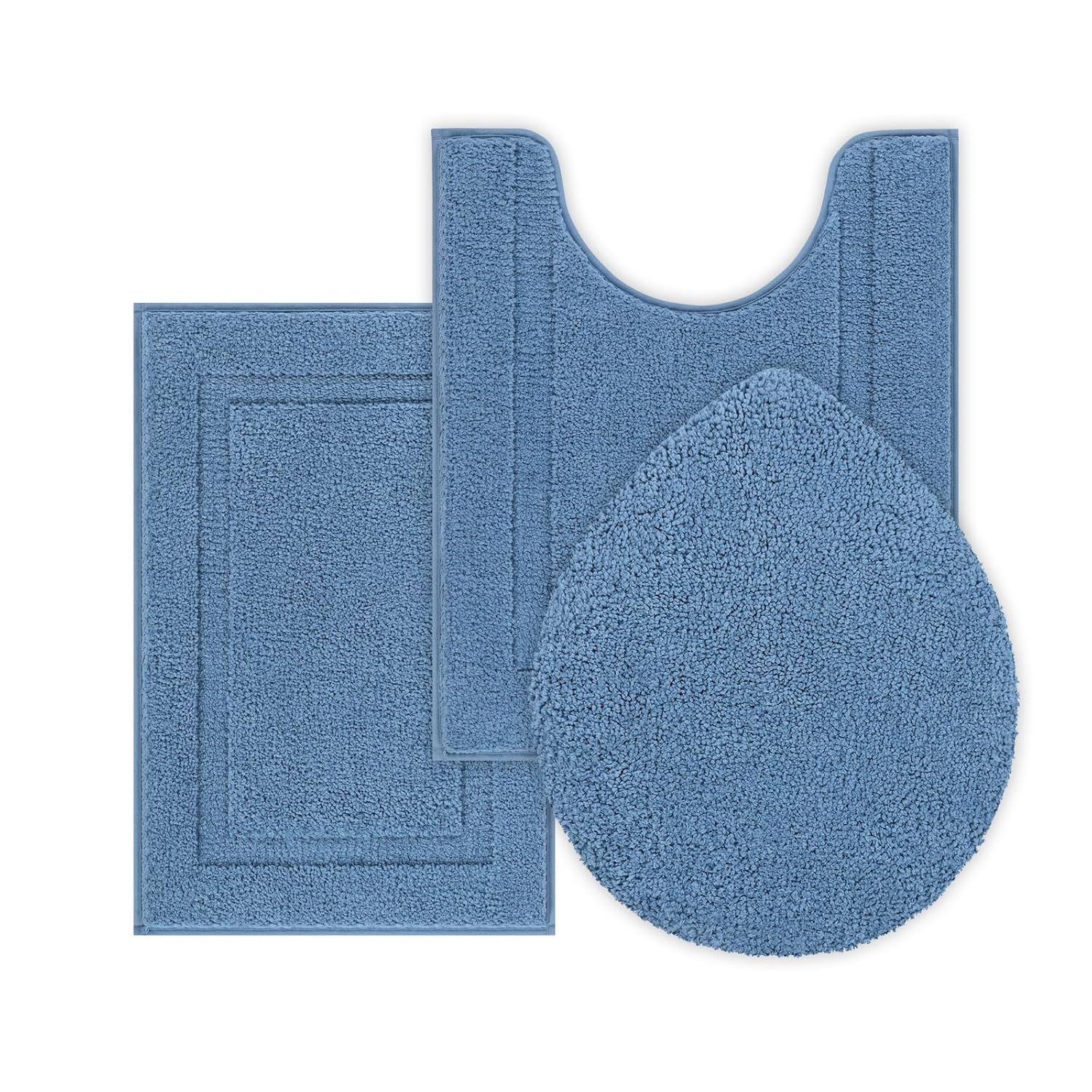 SHACOS Microfiber Small Bathroom Rugs Set of 3 Piece with Toilet Lid Cover Non Slip Super Soft Absorbent