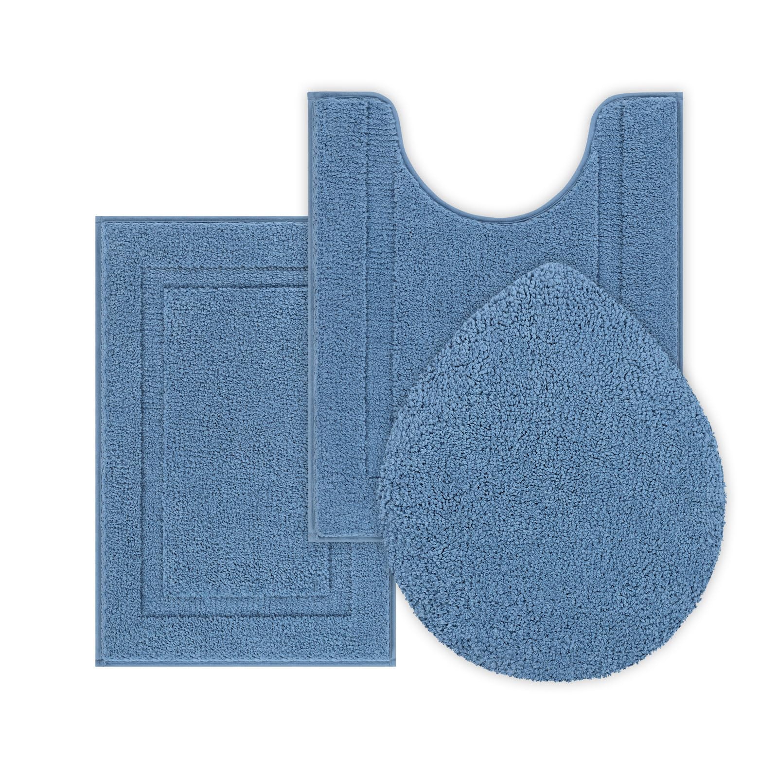 SHACOS Microfiber Small Bathroom Rugs Set of 3 Piece with Toilet Lid Cover Non Slip Super Soft Absorbent