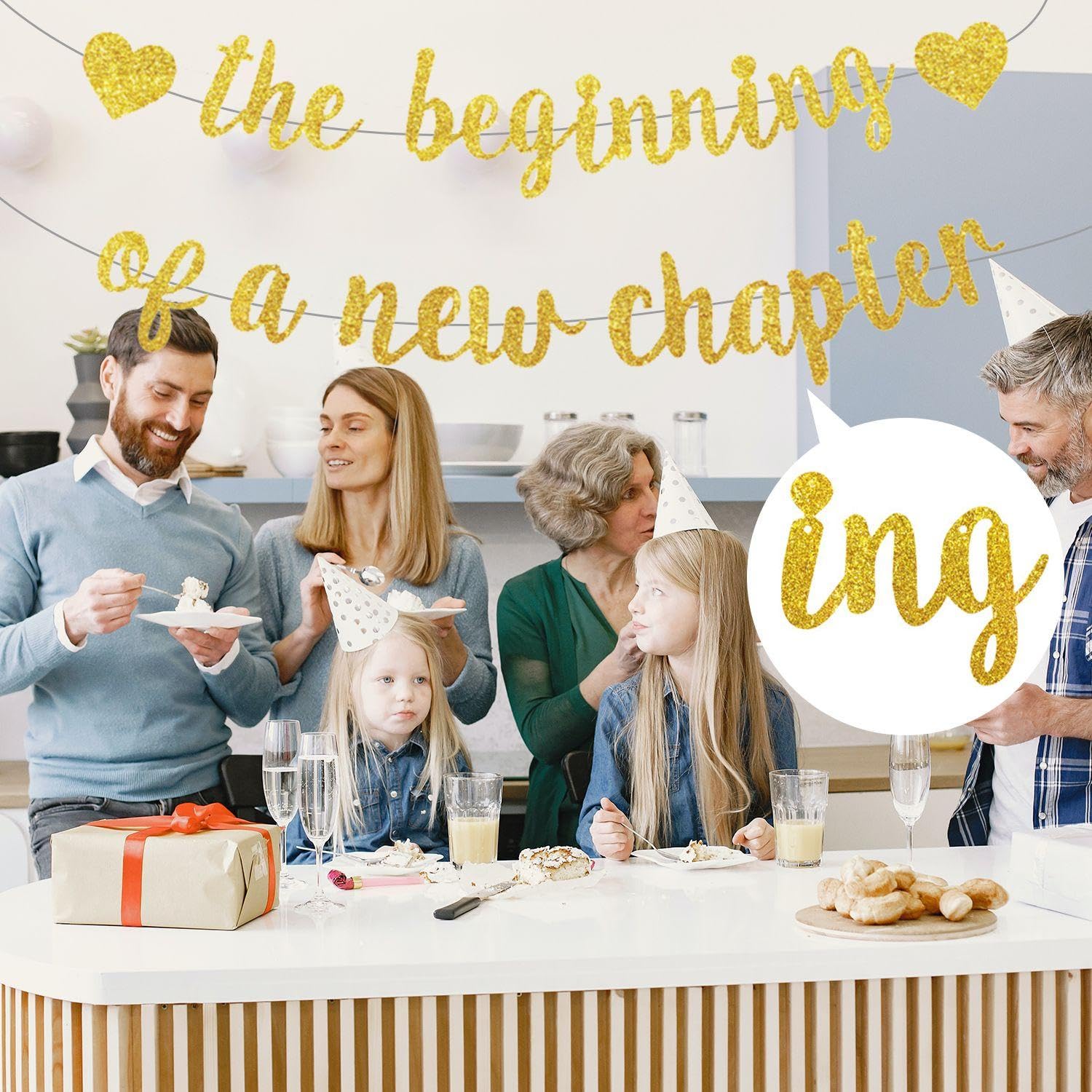 Set Decorazioni Laurea - Striscione 'Nuovo Capitolo' Con 3 Palloncini Stella Dorata, Per Feste E Congratulazioni - Foto 5