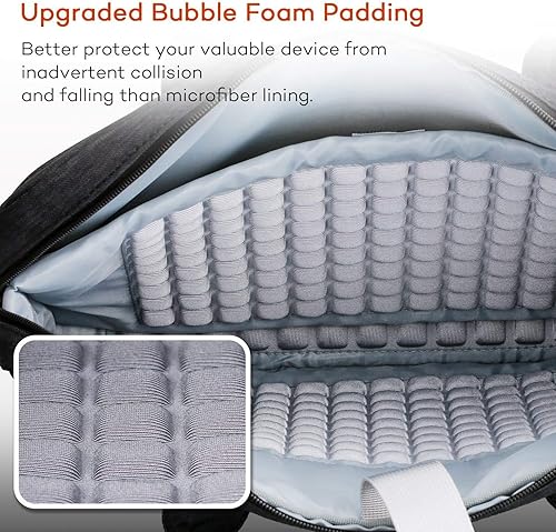 Miniatura 2 de E-Tree Bolsa para laptop para mujer, 17.3 pulgadas, a prueba de golpes, acolchada, maletín para computadora, bolsa de mensajero, bolsa de trabajo,