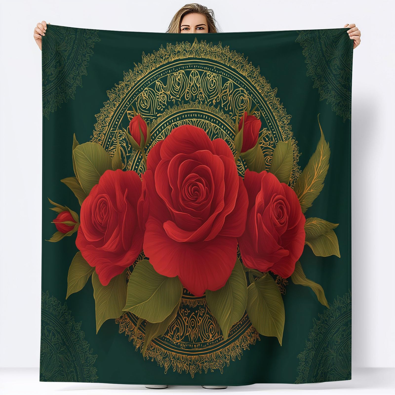 Generico Coperta Plaid Pile Rose Rosse 220x240 cm Coperta Flanella Calda Accogliente e Spessa in Morbido, Plaid Pile Per Letto Divano Sedia, Tutte le Stagioni