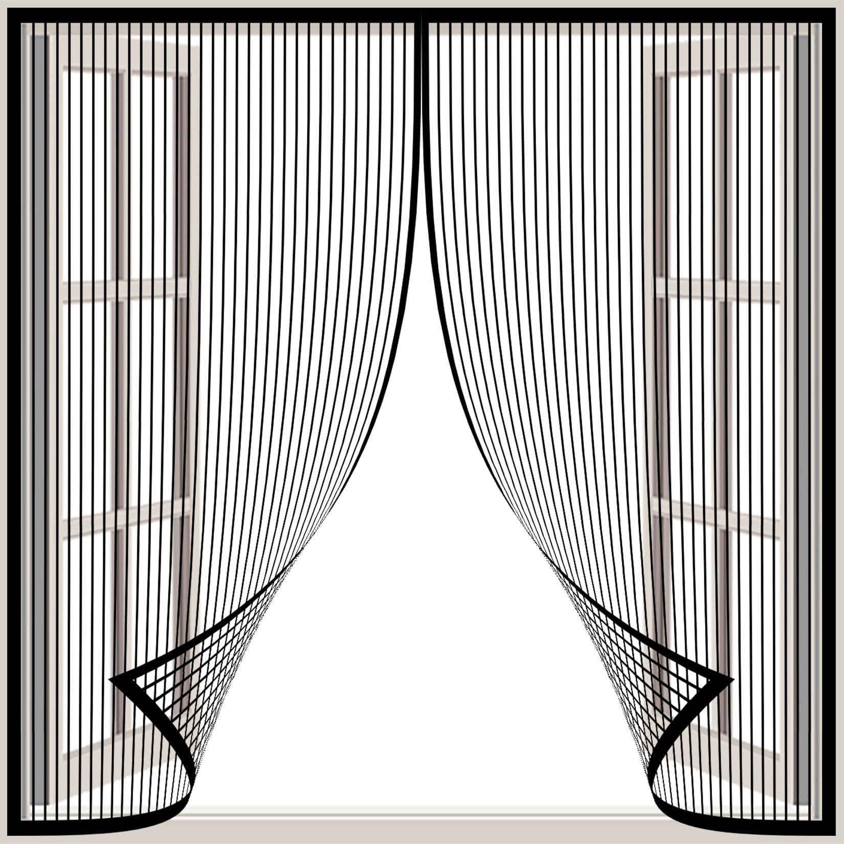 Lihuane Black Magnetic Window Fly Screens 140 X 140 Cm Easy To Open Windows Mosquito Net Insect Mesh No Drilling Or Screwing Pet And Kid Friendly For Kitchen/Bedroom/Room Window,