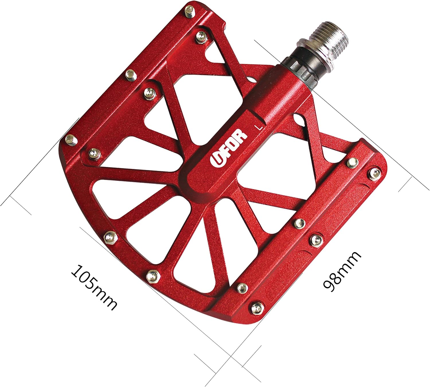 UFOR Platform Bike Pedals – Lightweight Anti-Slip MTB Pedals with Sealed Bearings & Traction Pins, Wide Flat Design for Mountain, BMX, Urban Cycling