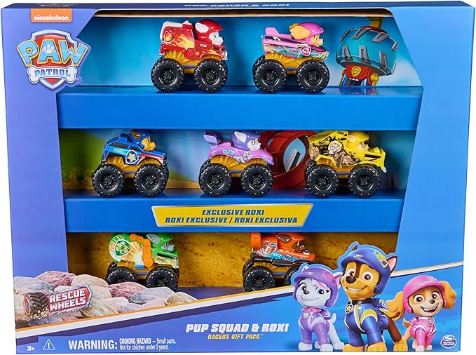 Paw Patrol Patrulla Canina - Pack 7 Coches Pup Squad Racers: Chase, Marshall, Skye, Rubble, Rocky, Zuma y Roxi - Patrulla Canina Juguetes - Regalo Niño 3 años + - 6070169 - Juguetes Niños 3 años +