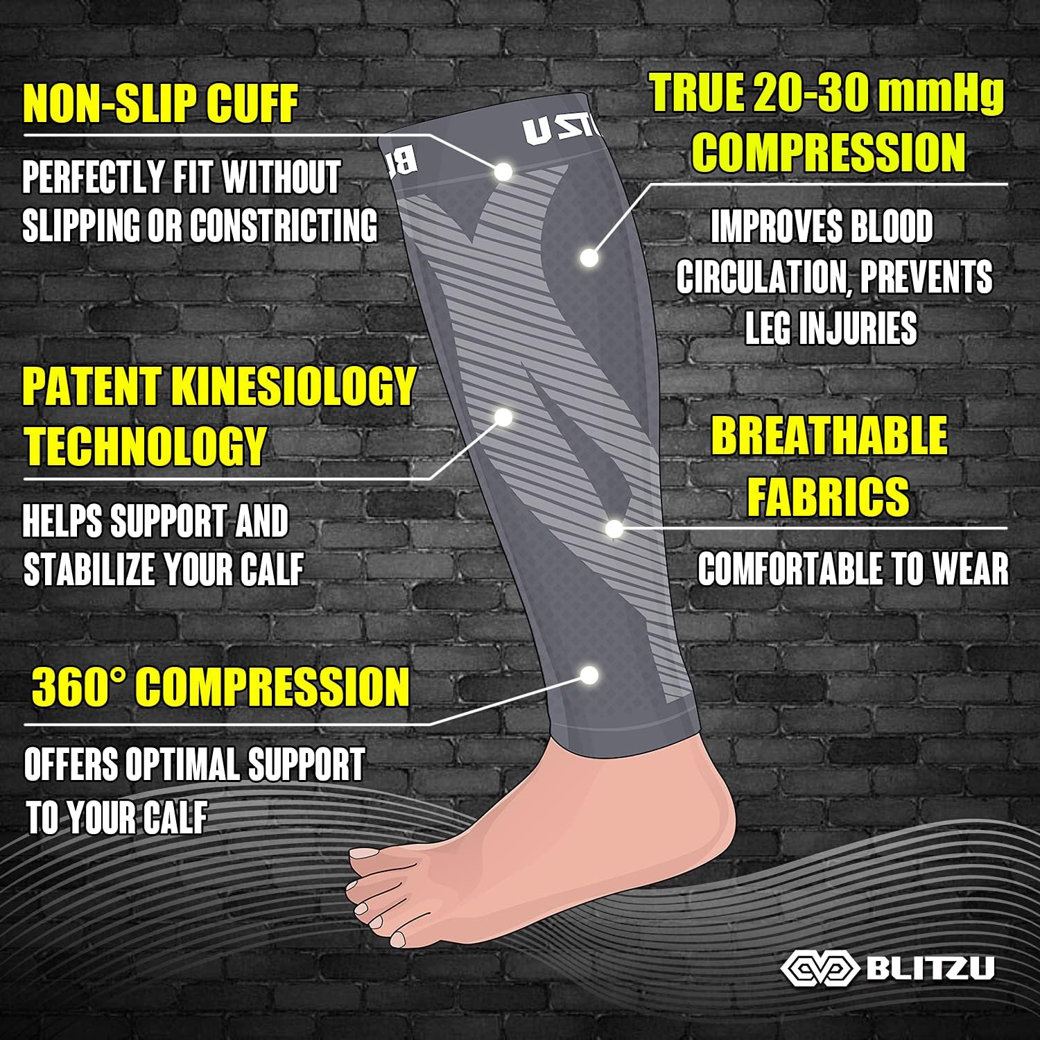 Calf Compression Sleeves for Men Women. Footless Compression Socks Without Feet . Shin Splints, Varicose Vein Treatment for Legs & Pain Relief. Calf Braces, Splints & Supports. Best Wide leg compression sleeve for Running Nurse Pregnant Pregnancy : Health & Household
