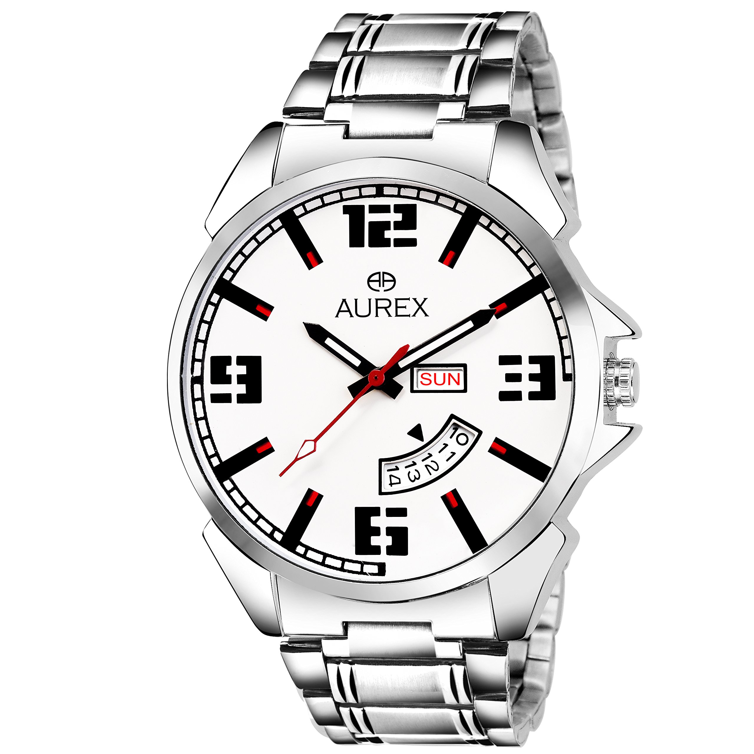 AUREX Analog White Dial Day and Date Functioning Mens and Boys Watch (AX-GR140-WTC) (B07DFK4J6C) Amazon Price History, Amazon Price Tracker