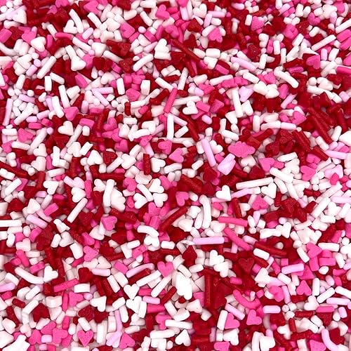 Miniatura 2 de Manvscakes  Gránulos de San Valentín  Gránulos rosados y rojos  Jimmies  Gránulos para galletas  Gránulos comestibles  Mezcla de espolvorear (7.8
