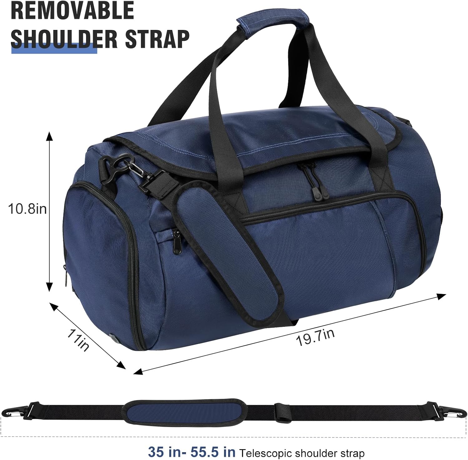 Gym Bag for Men Women With Shoe Compartment & Wet PocketWater Resistant Sports Gym Bag 、shoulder bag、messenger bag Carry On Duffel Bag forWeekend Overnight Traveling (blue) - Image 2