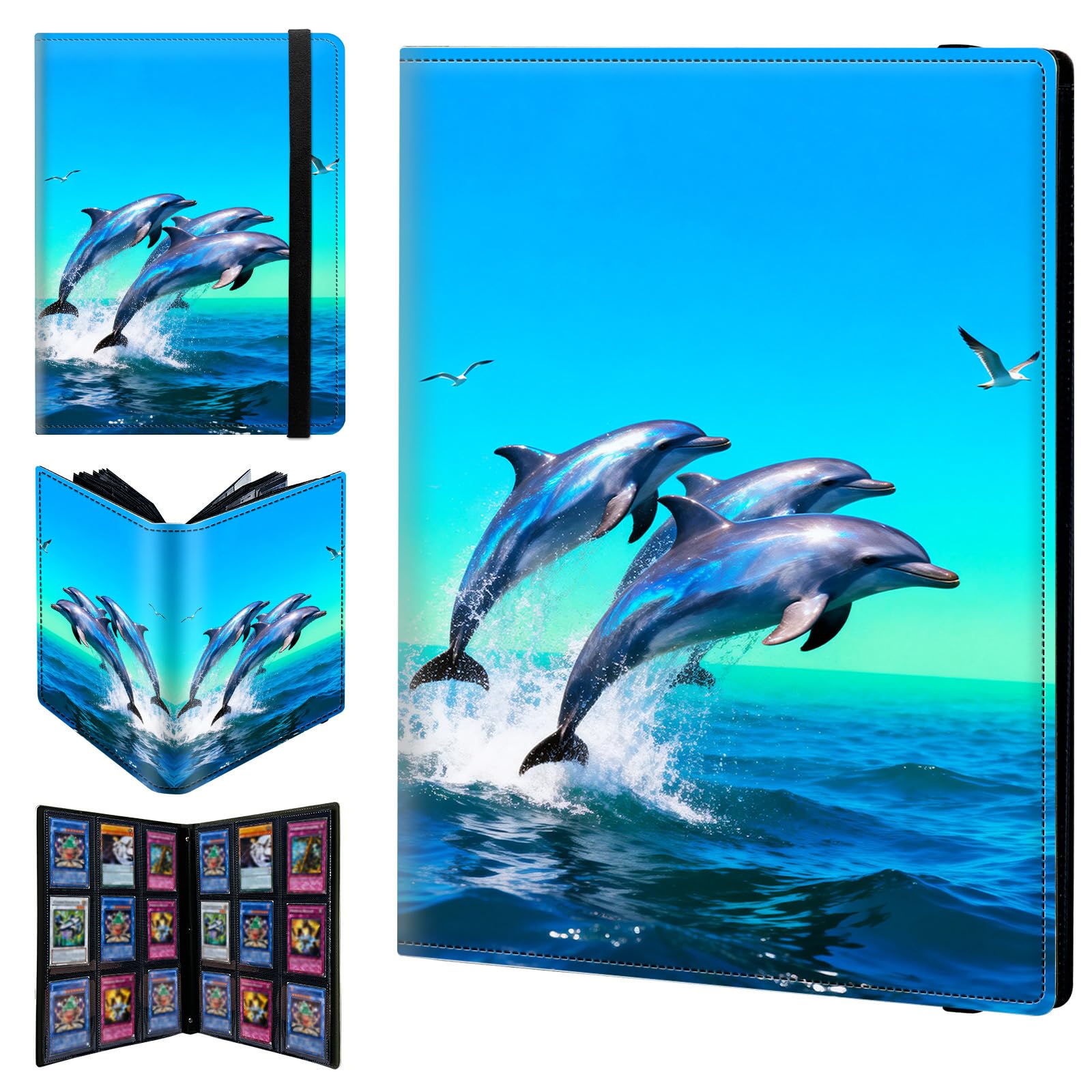 9 Pocket Trading Card Binder 720 Side Loading Pocket Album with Ocean Dolphin Pattern Design Card Binder for Sports Cards & Game Cards — image 1