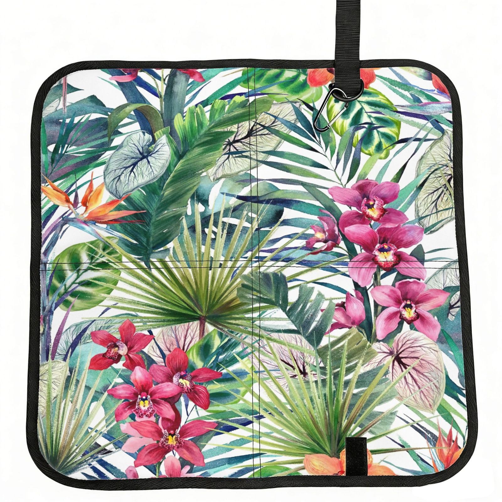 NImongt Tropical Plants Print Portable Chair Pad Foldable Seat Cushion Outdoor Seating Office Picnic Camping