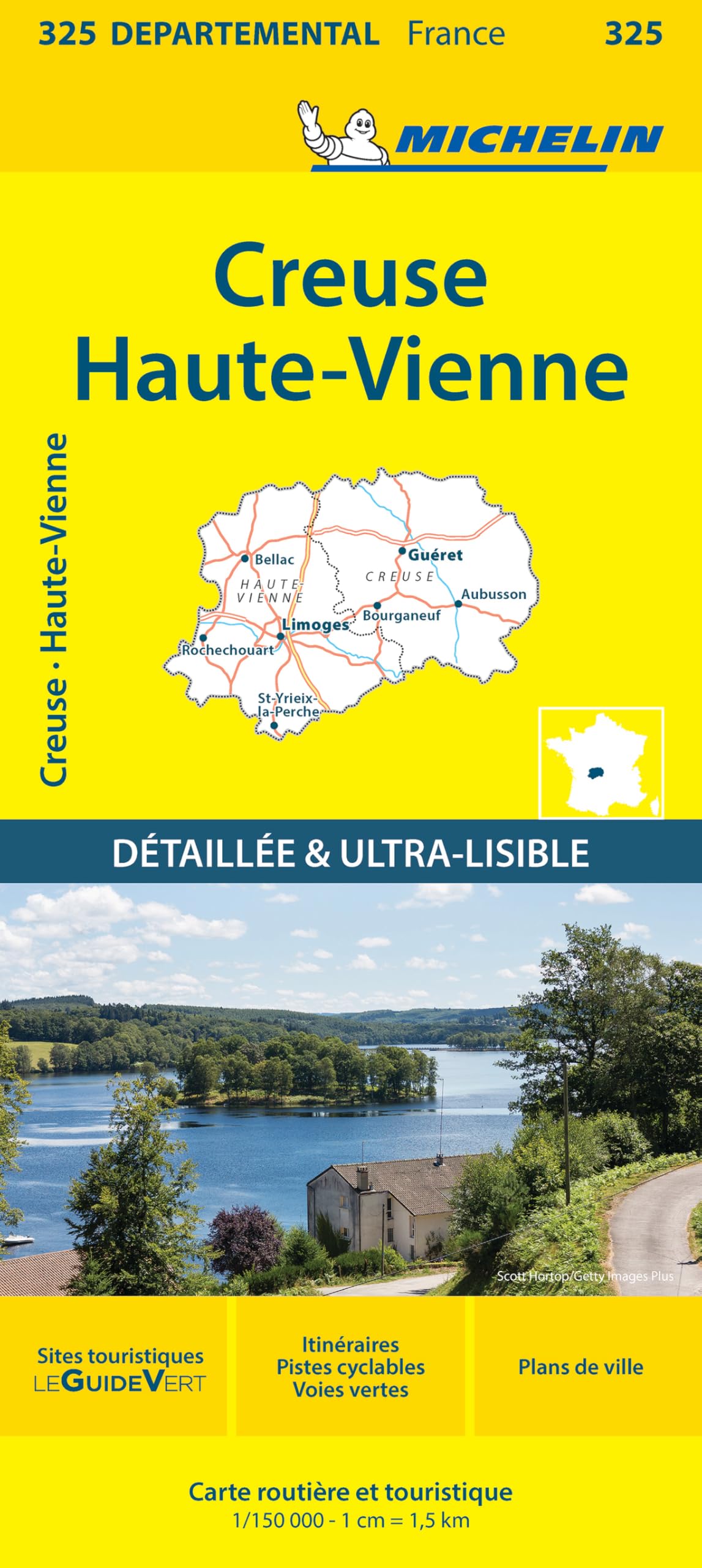 Creuse, Haute-Vienne - Michelin Local Map 325