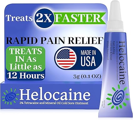 Fast Acting Cold Sore Canker Sore Treatment for Lips & Inside Mouth, Oral and Topical Rapid Pain Relief Over-The-Counter, 3g, 0.1 oz Tube, 1 Pack